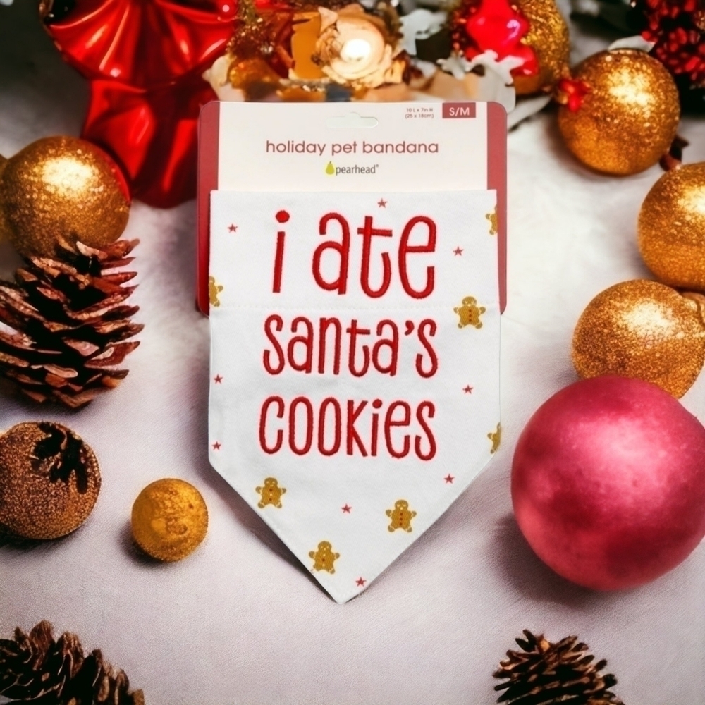 Little Pear Holiday Pet Bandana Christmas "I ate Santa's Cookies" Small/Medium